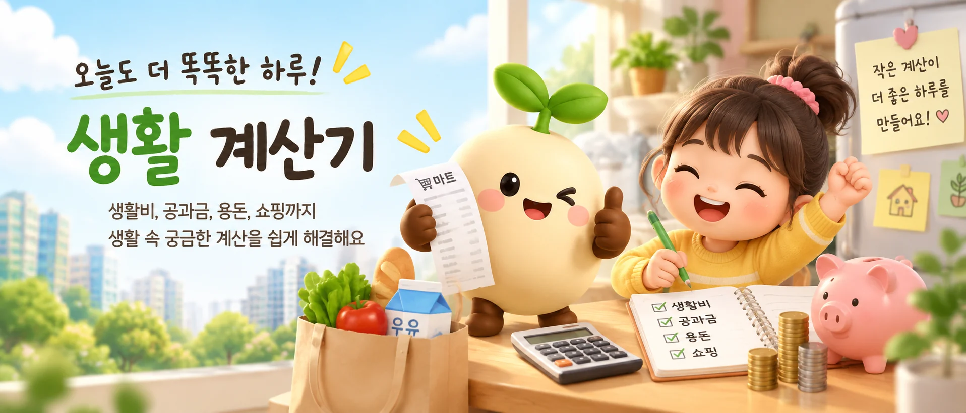 생활 계산기 상단 배경 이미지