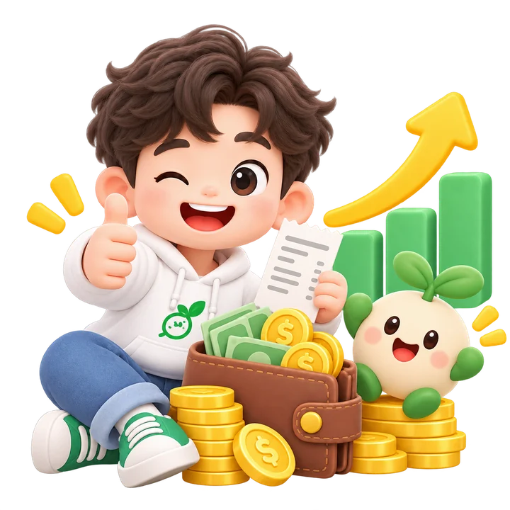 월급과 급여를 계산하는 캐릭터 일러스트